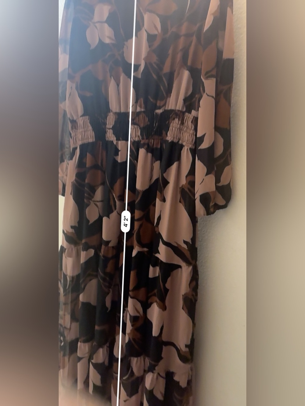 Taylor Floral V-Neck Long Sleeve Maxi Dress - Black, Pink & Brown - Picture 4 of 6